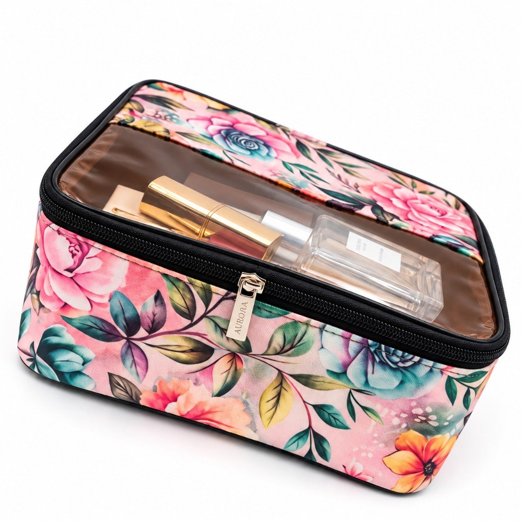 Floral cosmetic pouch