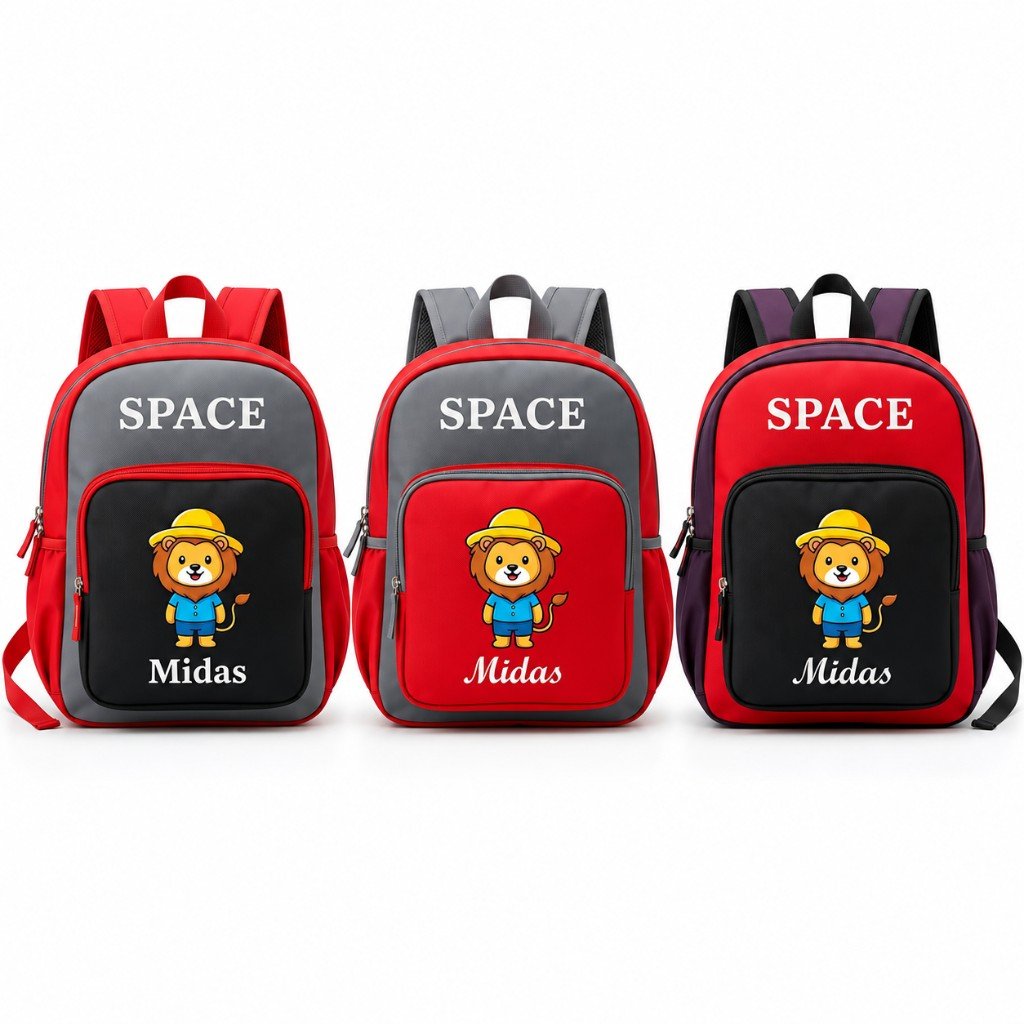 Kids school backpacks with a lion print