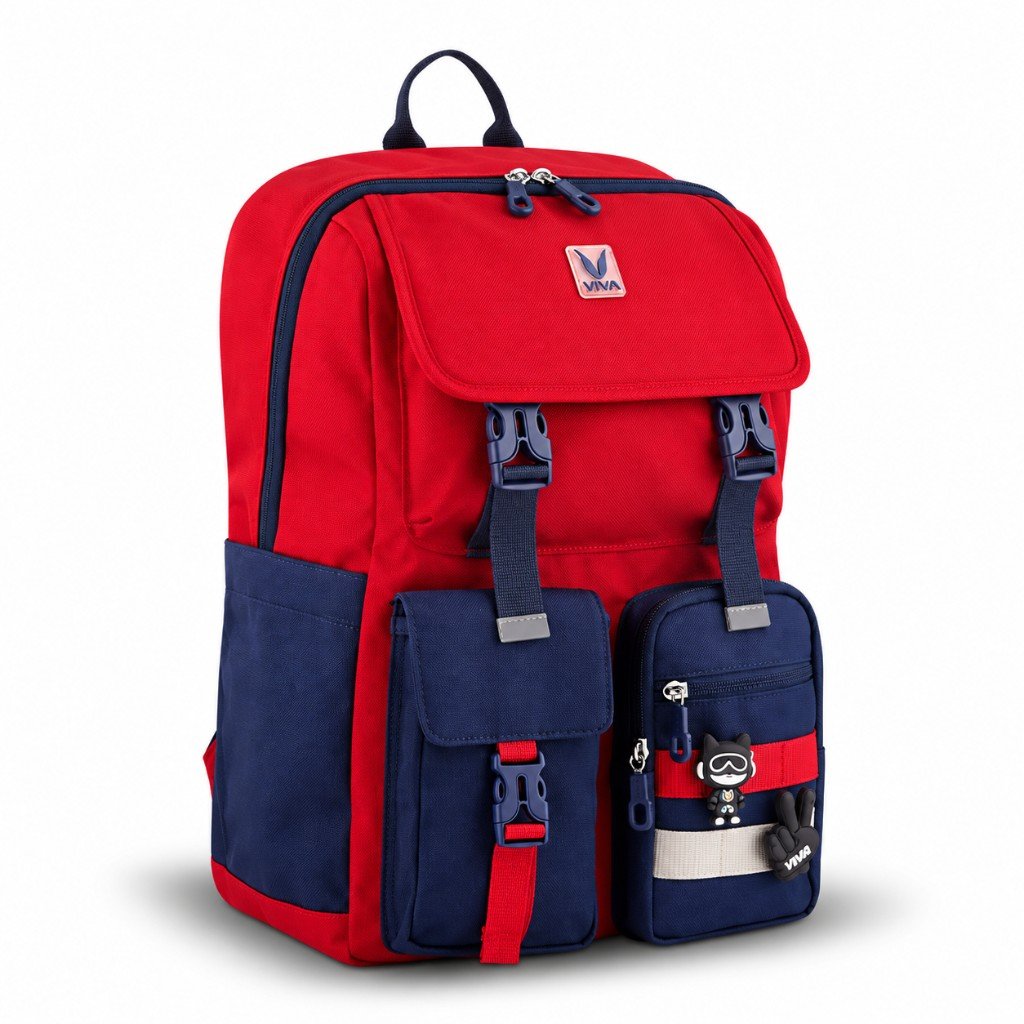 Red and navy kids backpack