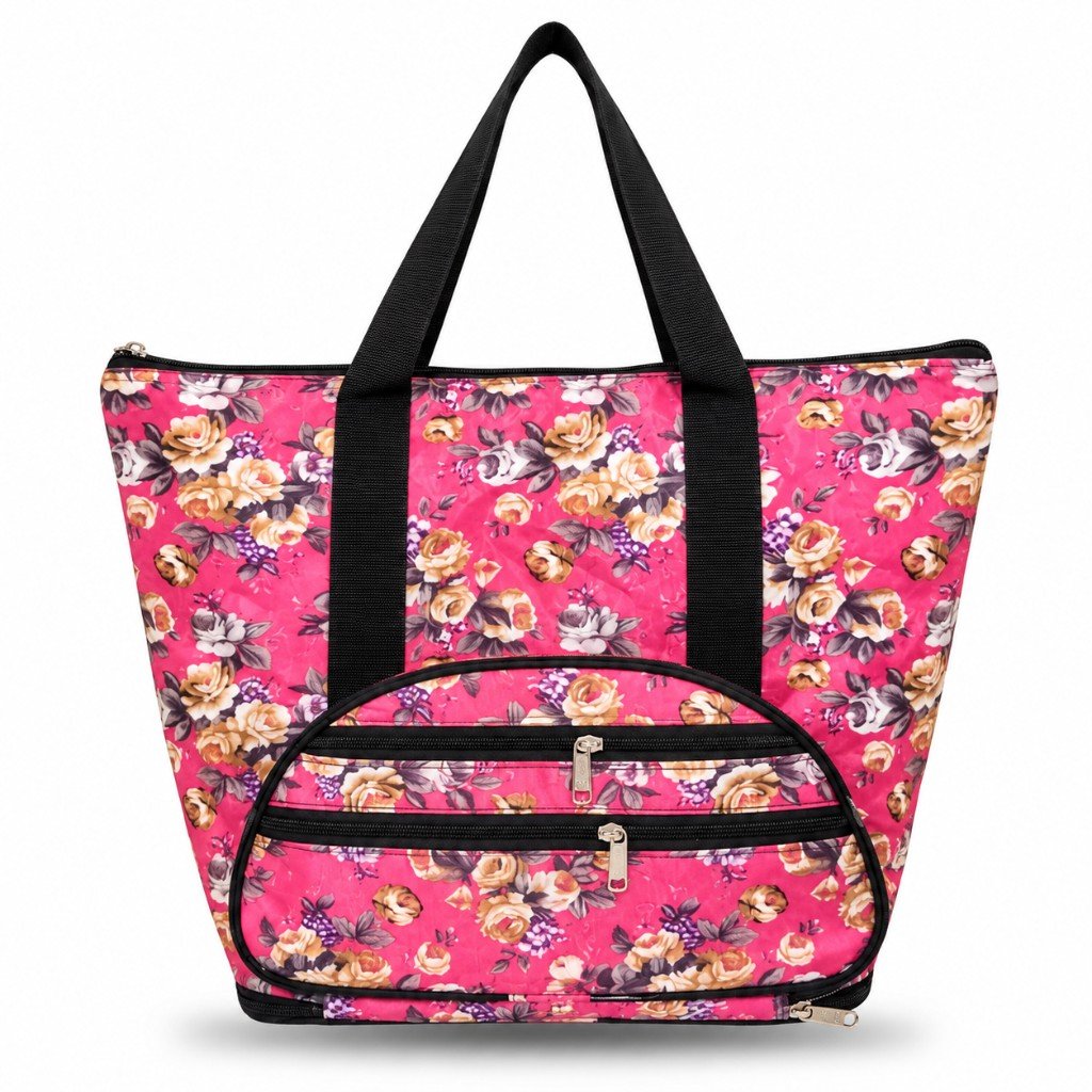 Pink floral tote bag