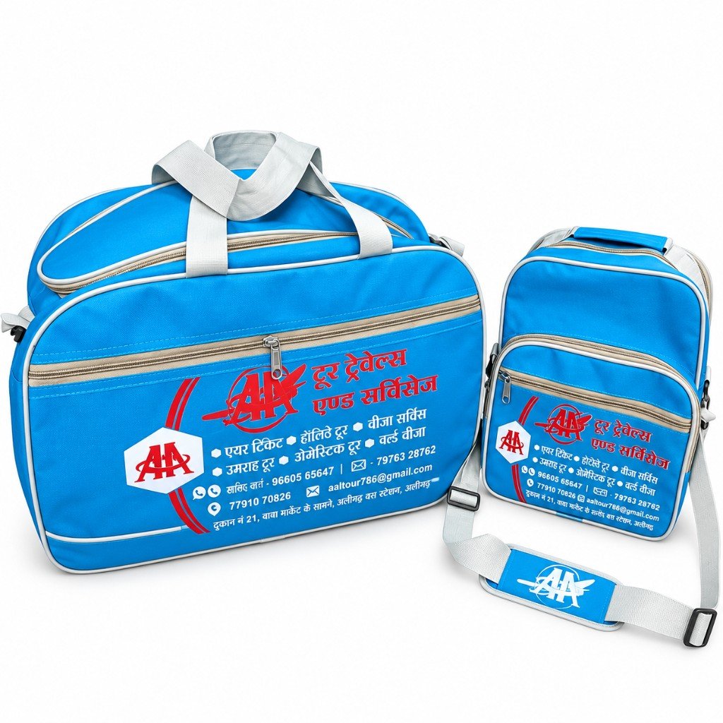 Blue printed travel bag set
