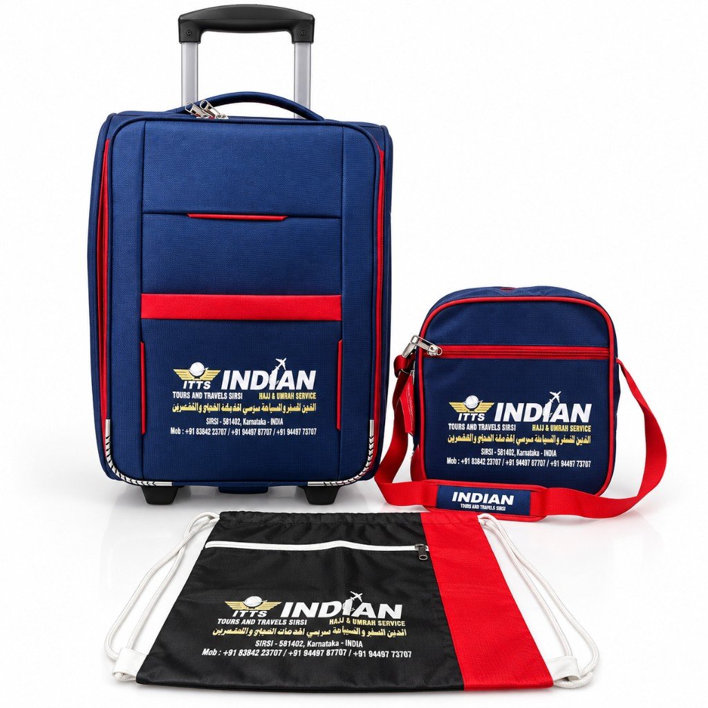 Blue travel trolley set