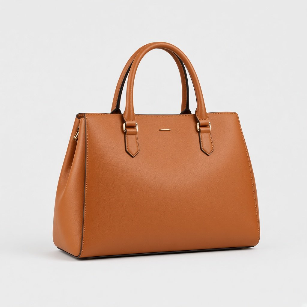 Brown leather handbag